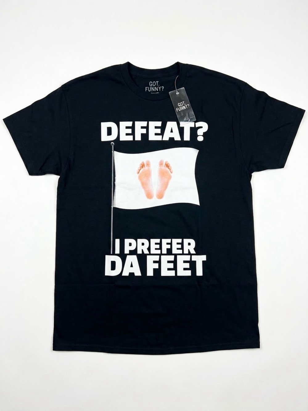 Black Short-Sleeve Graphic Tee - I Prefer Da Feet